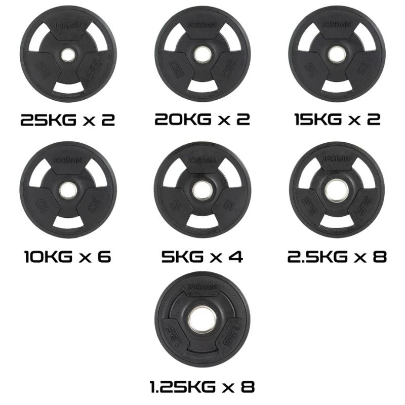 JORDAN Rubber Tri-Grip Olympic Weight Plates