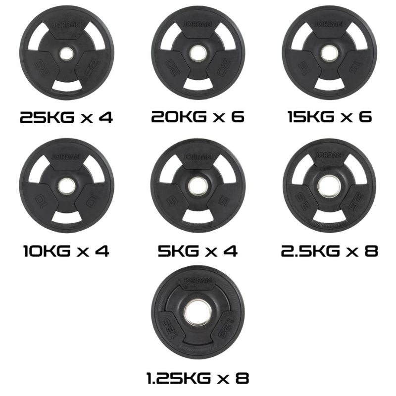 JORDAN Rubber Tri-Grip Olympic Weight Plates